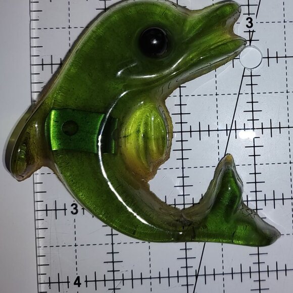 Vintage Turquoise Lucite Acrylic Dolphin Wall Art -Set of 2 - Picture 3 of 8